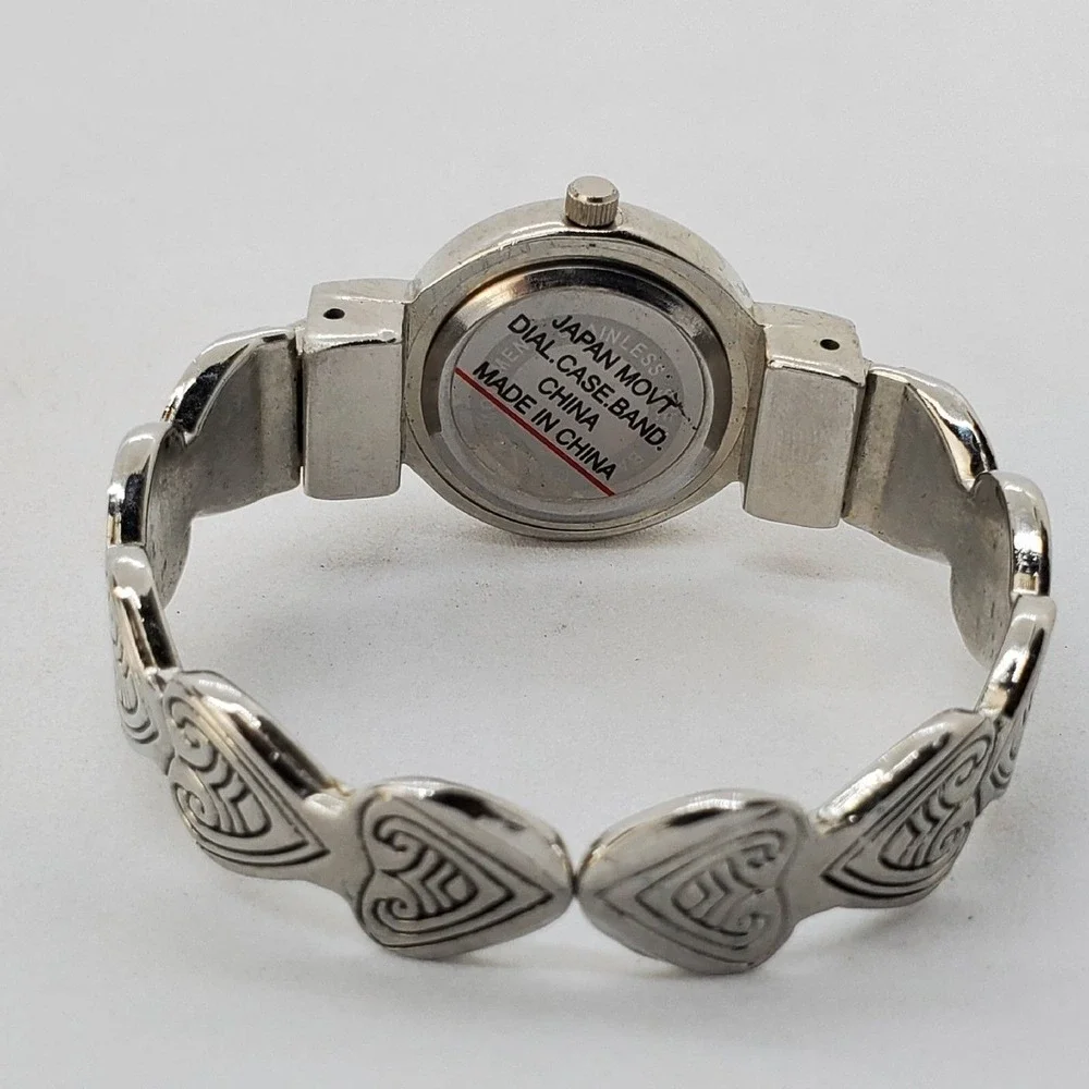 Women's‎ Cuff Watch Hearts Band 26MM Gray Tone 5.5